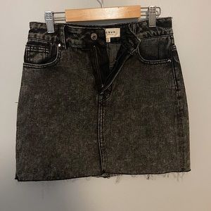Distraught Grey Denim Skirt